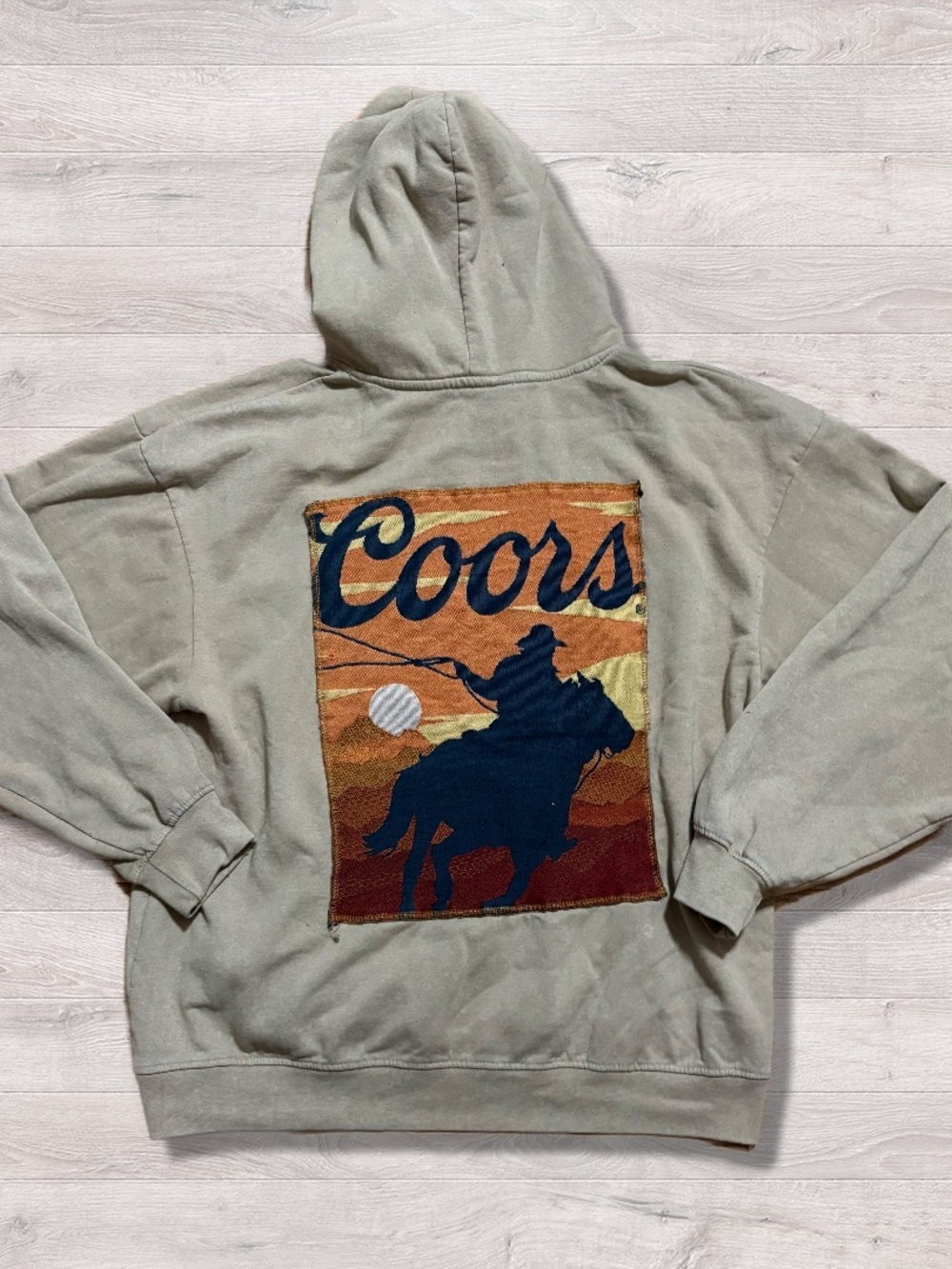 Coors Banquet Western Cowboy Rodeo Horse Pullover Hoodie Double Sided Large